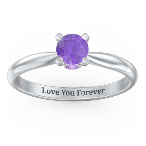 1/2 ct. Round Gemstone Peek-A-Boo Engagement Ring with Tapered Band
