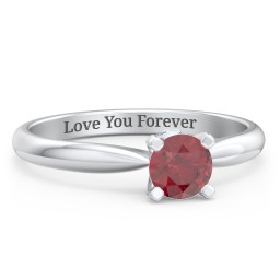 1/2 ct. Round Gemstone Peek-A-Boo Engagement Ring with Tapered Band in 925 Sterling Silver with Ruby and Aquamarine