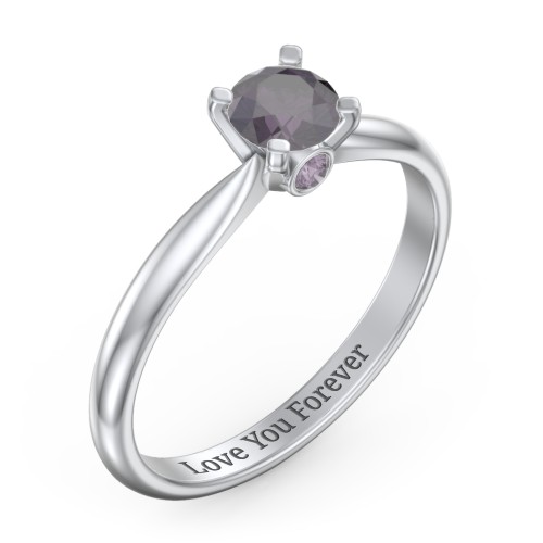 1/2 ct. Round Gemstone Peek-A-Boo Engagement Ring with Tapered Band – Sterling Silver with Alexandrite