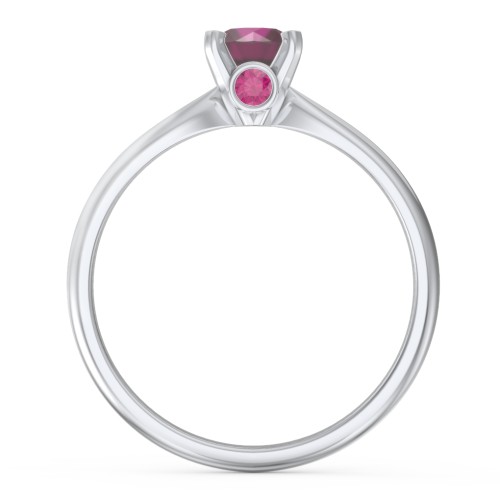 1/2 ct. Round Gemstone Peek-A-Boo Engagement Ring with Tapered Band – Sterling Silver with Ruby