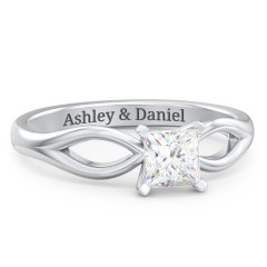 1/2 ct. Princess Gemstone Split Engagement Ring – 10K Yellow Gold with White Premium Zirconia