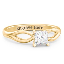 1/2 ct. Princess Gemstone Split Engagement Ring in 10K Solid Yellow Gold with White Premium Zirconia