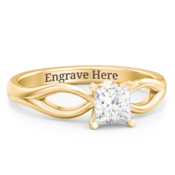 1/2 ct. Princess Gemstone Split Peek-A-Boo Engagement Ring in 10K Solid Yellow Gold with White Premium Zirconia and Cubic Zirconia