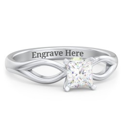 1/2 ct. Princess Gemstone Split Peek-A-Boo Engagement Ring in 925 Sterling Silver with White Premium Zirconia and Peridot