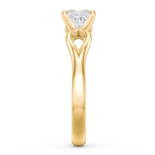 1/2 ct. Princess Gemstone Split Peek-A-Boo Engagement Ring – 10K Yellow Gold with White Premium Zirconia and Cubic Zirconia