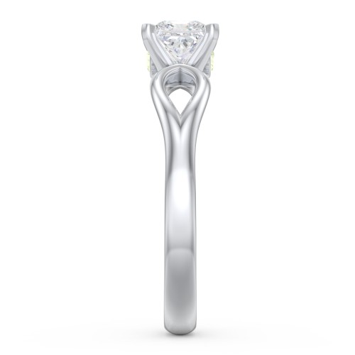 1/2 ct. Princess Gemstone Split Peek-A-Boo Engagement Ring – Sterling Silver with White Premium Zirconia and Peridot