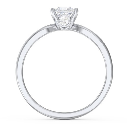 1/2 ct. Princess Gemstone Split Peek-A-Boo Engagement Ring – Sterling Silver with White Premium Zirconia and Cubic Zirconia
