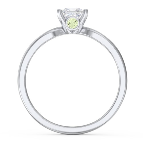 1/2 ct. Princess Gemstone Split Peek-A-Boo Engagement Ring – Sterling Silver with White Premium Zirconia and Peridot