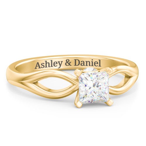 1/2 ct. Princess Gemstone Split Peek-A-Boo Engagement Ring – 10K Yellow Gold with White Premium Zirconia and Cubic Zirconia