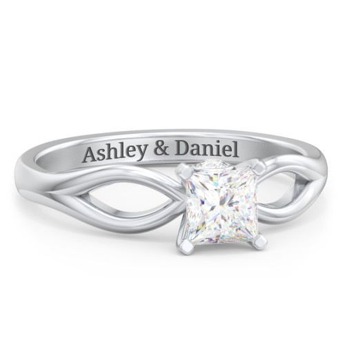 1/2 ct. Princess Gemstone Split Peek-A-Boo Engagement Ring – Sterling Silver with Lab Diamond