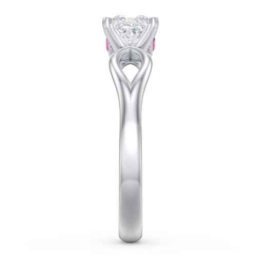 1/2 ct. Princess Gemstone Split Peek-A-Boo Engagement Ring – Sterling Silver with White Premium Zirconia and Ruby