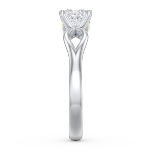 1/2 ct. Princess Gemstone Split Peek-A-Boo Engagement Ring – Sterling Silver with White Premium Zirconia and Peridot