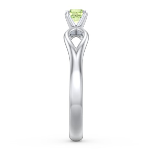 1/4 ct. Round Gemstone Split Engagement Ring – Sterling Silver with Peridot