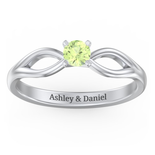 1/4 ct. Round Gemstone Split Engagement Ring – Sterling Silver with Peridot