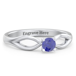 1/4 ct. Round Gemstone Split Engagement Ring in 925 Sterling Silver with Blue Sapphire