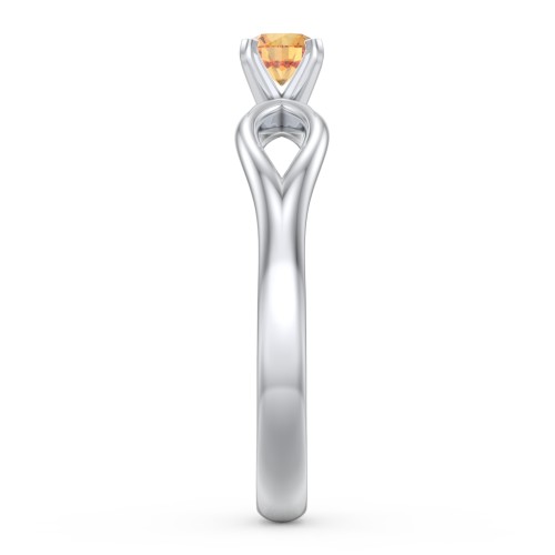 1/4 ct. Round Gemstone Split Engagement Ring – Sterling Silver with Citrine