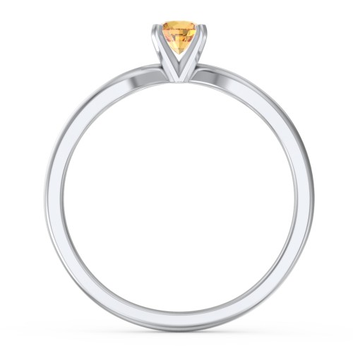 1/4 ct. Round Gemstone Split Engagement Ring – Sterling Silver with Citrine