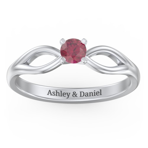 1/4 ct. Round Gemstone Split Engagement Ring – Sterling Silver with Ruby