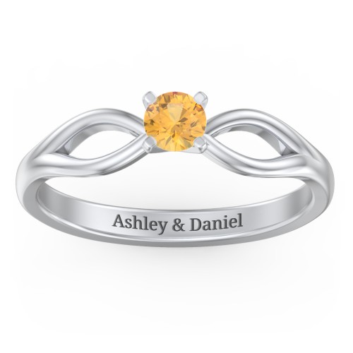 1/4 ct. Round Gemstone Split Engagement Ring – Sterling Silver with Citrine