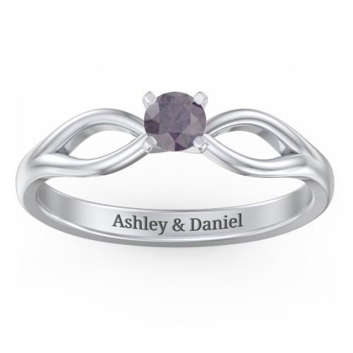 1/4 ct. Round Gemstone Split Engagement Ring – Sterling Silver with Alexandrite