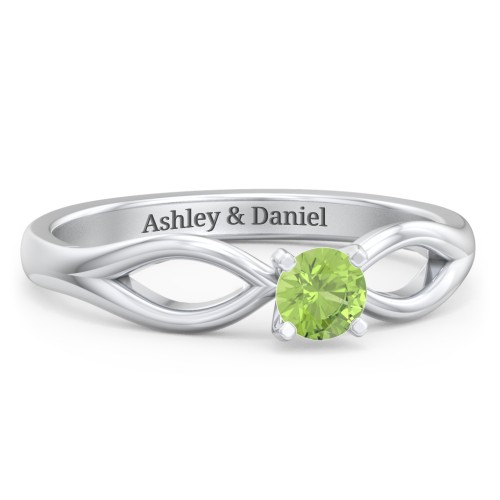 1/4 ct. Round Gemstone Split Engagement Ring – Sterling Silver with Peridot