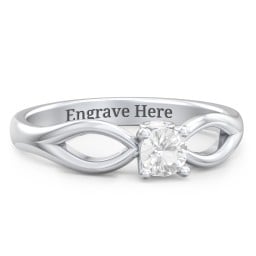 1/4 ct. Round Gemstone Split Peek-A-Boo Engagement Ring