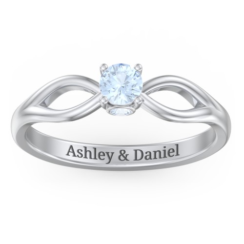 1/4 ct. Round Gemstone Split Peek-A-Boo Engagement Ring – Sterling Silver with Aquamarine
