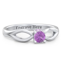 1/4 ct. Round Gemstone Split Peek-A-Boo Engagement Ring in 925 Sterling Silver with Amethyst