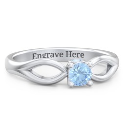1/4 ct. Round Gemstone Split Peek-A-Boo Engagement Ring in 925 Sterling Silver with Blue Topaz