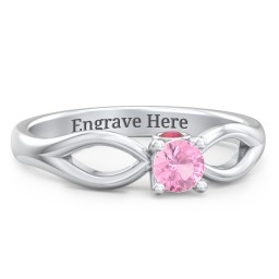 1/4 ct. Round Gemstone Split Peek-A-Boo Engagement Ring in 925 Sterling Silver with Pink Tourmaline and Garnet