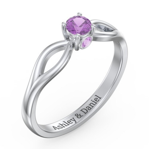 1/4 ct. Round Gemstone Split Peek-A-Boo Engagement Ring – Sterling Silver with Amethyst