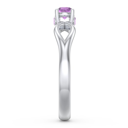 1/4 ct. Round Gemstone Split Peek-A-Boo Engagement Ring – Sterling Silver with Amethyst