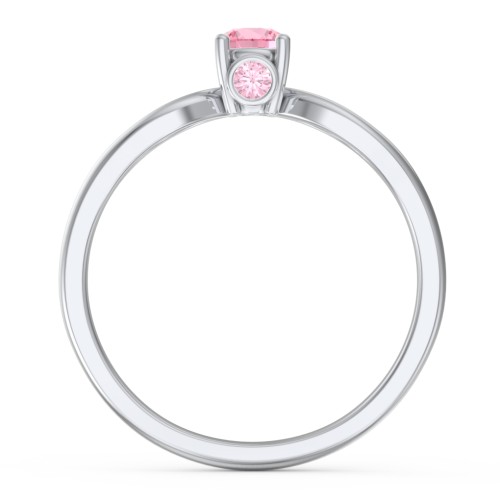 1/4 ct. Round Gemstone Split Peek-A-Boo Engagement Ring – Sterling Silver with Pink Tourmaline