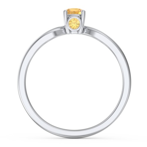 1/4 ct. Round Gemstone Split Peek-A-Boo Engagement Ring – Sterling Silver with Citrine