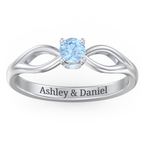 1/4 ct. Round Gemstone Split Peek-A-Boo Engagement Ring – Sterling Silver with Blue Topaz