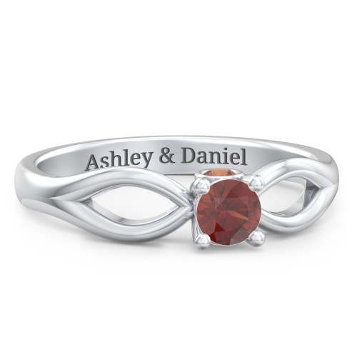 1/4 ct. Round Gemstone Split Peek-A-Boo Engagement Ring – Sterling Silver with Garnet