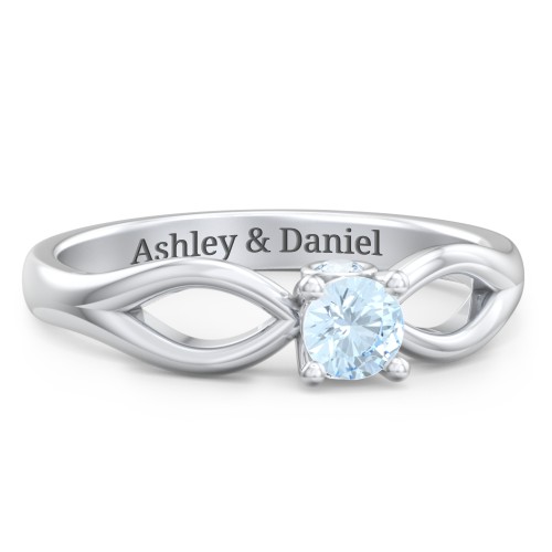 1/4 ct. Round Gemstone Split Peek-A-Boo Engagement Ring – Sterling Silver with Aquamarine