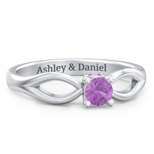 1/4 ct. Round Gemstone Split Peek-A-Boo Engagement Ring – Sterling Silver with Amethyst