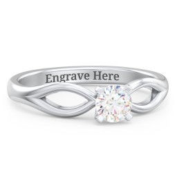 1/3 ct. Round Gemstone Split Engagement Ring in 925 Sterling Silver with White Premium Zirconia