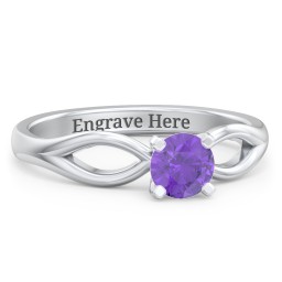 1/2 ct. Round Gemstone Split Engagement Ring in 925 Sterling Silver