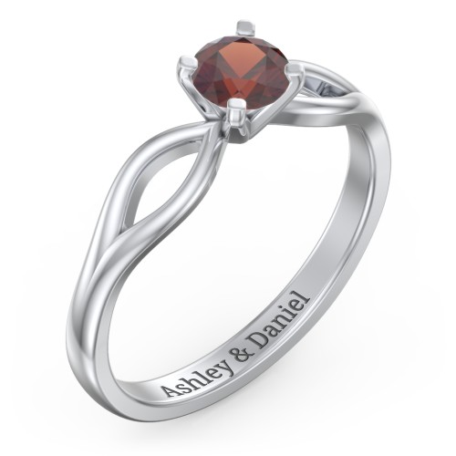 1/2 ct. Round Gemstone Split Engagement Ring – Sterling Silver with Garnet