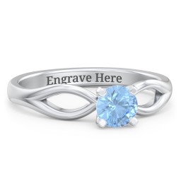 1/2 ct. Round Gemstone Split Engagement Ring in 925 Sterling Silver with Blue Topaz