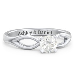 1/2 ct. Round Gemstone Split Engagement Ring in 925 Sterling Silver with White Premium Zirconia