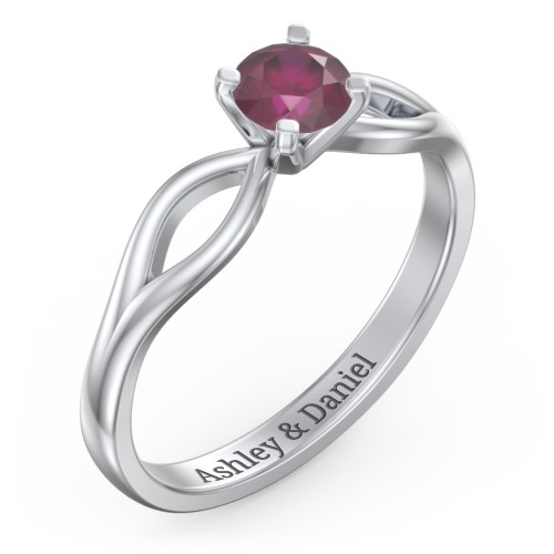 1/2 ct. Round Gemstone Split Engagement Ring – Sterling Silver with Ruby