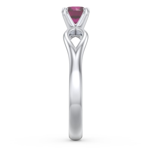 1/2 ct. Round Gemstone Split Engagement Ring – Sterling Silver with Ruby