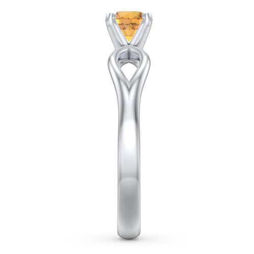 1/2 ct. Round Gemstone Split Engagement Ring – Sterling Silver with Citrine