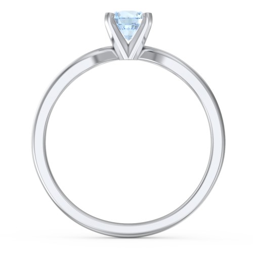 1/2 ct. Round Gemstone Split Engagement Ring – Sterling Silver with Aquamarine