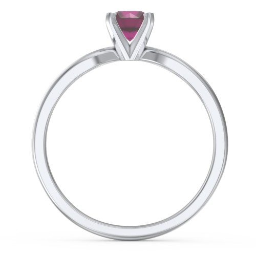 1/2 ct. Round Gemstone Split Engagement Ring – Sterling Silver with Ruby