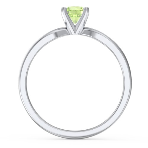 1/2 ct. Round Gemstone Split Engagement Ring – Sterling Silver with Peridot