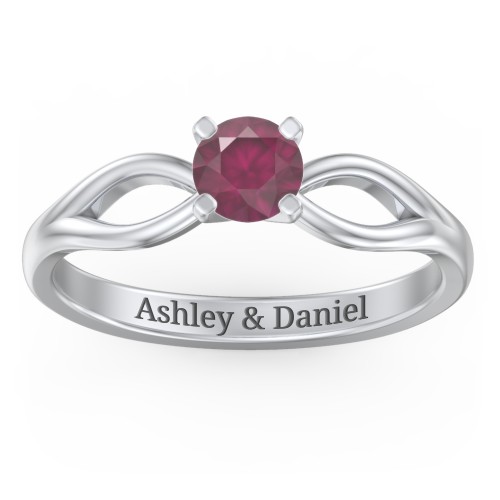 1/2 ct. Round Gemstone Split Engagement Ring – Sterling Silver with Ruby